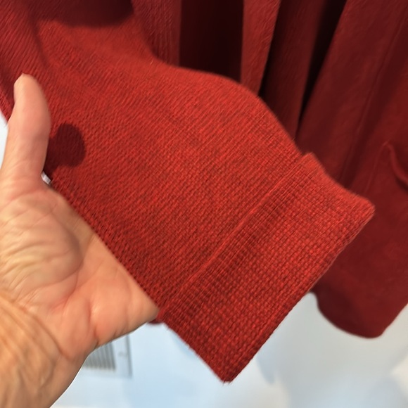 Poetry long cardigan,organic cotton,chili red, long,front pockets, size 12 - Picture 5 of 9